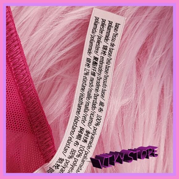 💖 NWT Victoria’s Secret Dream Angels Lace Mesh Pink Foil Brazilian M #7264 💖 - Picture 2 of 7